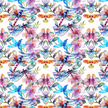 Butterfly & Flowers wz.16 - Tkanina na ubrusy