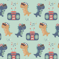 DINO BOOMBOX  - Cotton woven fabric