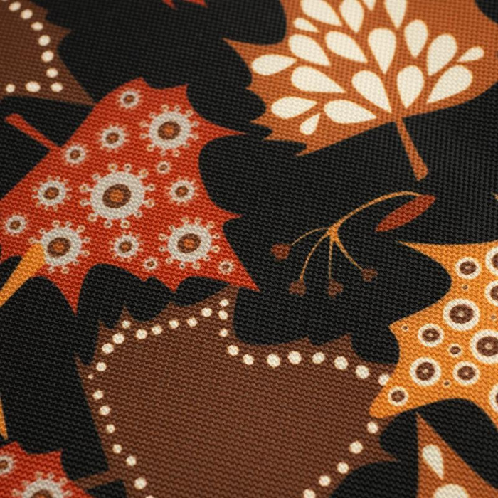 MAPLE LEAVES / black - Waterproof woven fabric