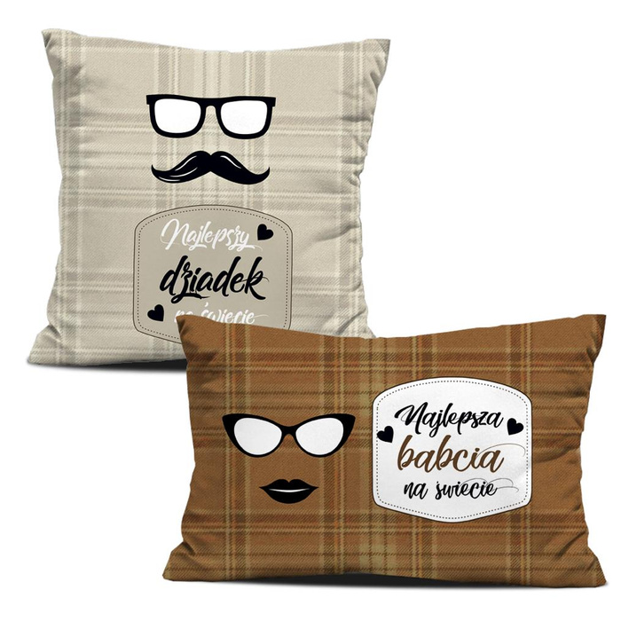 OZDOBNÉ POLŠTÁŘE - NAJLEPSZY DZIADEK / NAJLEPSZA BABCIA NA ŚWIECIE / anglická kostka - béžový