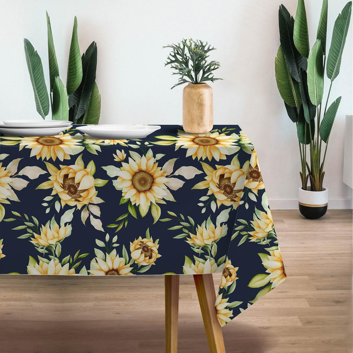 SUNFLOWERS PAT. 5 / dark blue- single jersey with elastane ITY