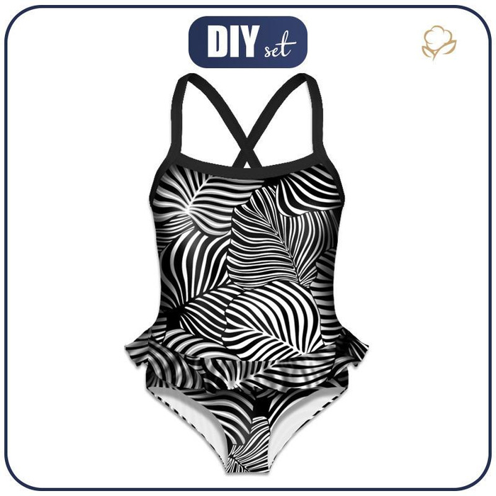 Girl's swimsuit - ZEBRA LEAVES 122-128