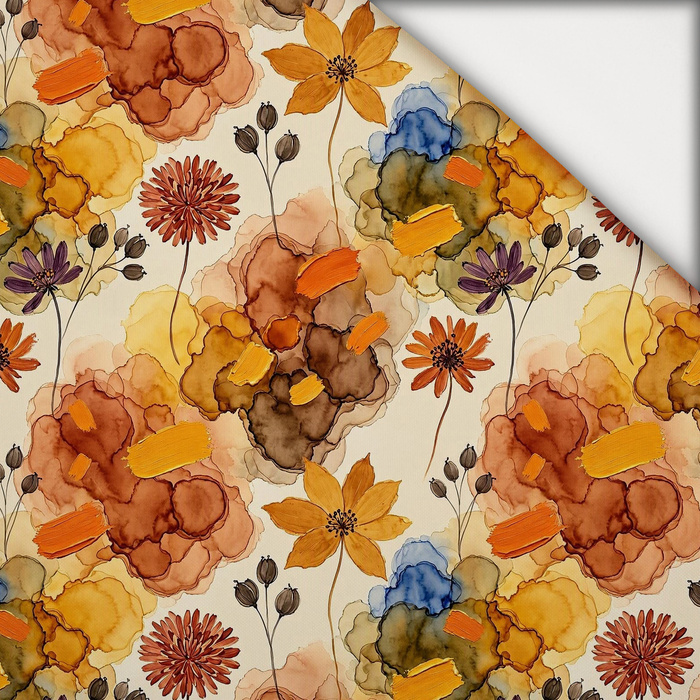 AUTUMN FLOWERS WZ. 25 - lehký, česaný úplet