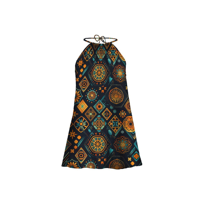 ŠATY "DALIA" MINI (XXL-XXXL) - MANDALA vz. 5 / Smaragdově zelená - Sada šití