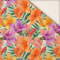 FLOWERS PAPAYA ORANGE WZ. 11 - Slub Weave