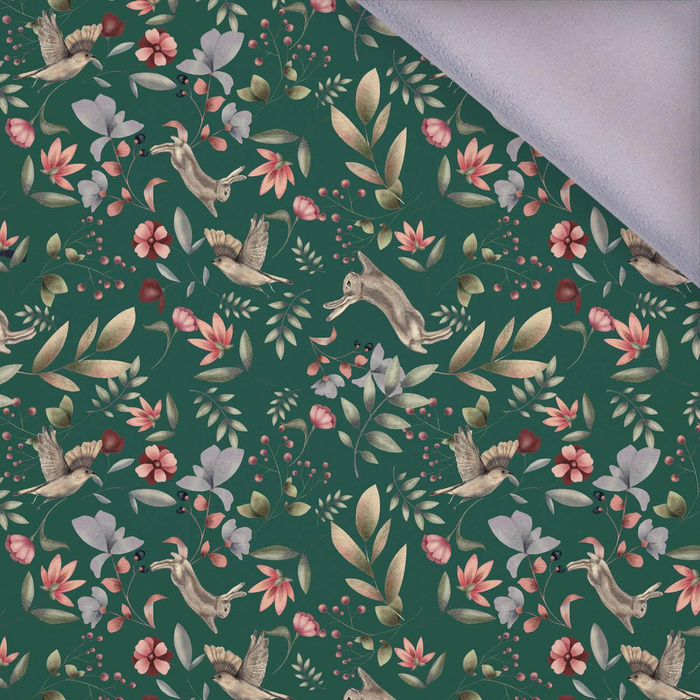 50CM HARES AND BIRDS / BOTTLED GREEN (INTO THE WOODS) - softshell