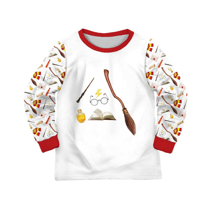 CHILDREN'S PAJAMAS " MIKI" - MAGIC WORLD pat. 2 (MAGIC SCHOOL) - Elastic cotton knit fabric (134/140)