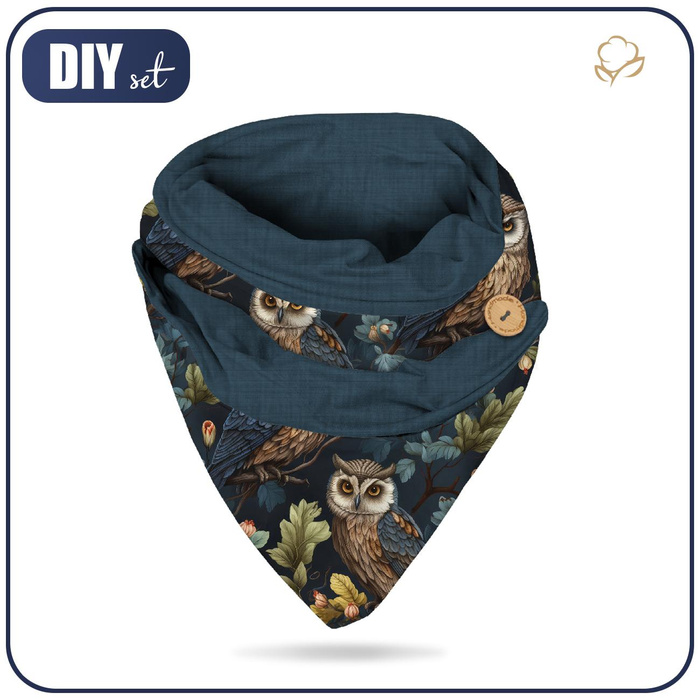 BUTTON SCARF - pastel birds wz.5 - sewing set