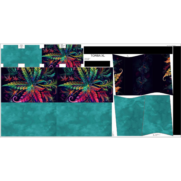 XL bag with in-bag pouch 2 in 1 - Hemp leaves WZ. 8 - sewing set