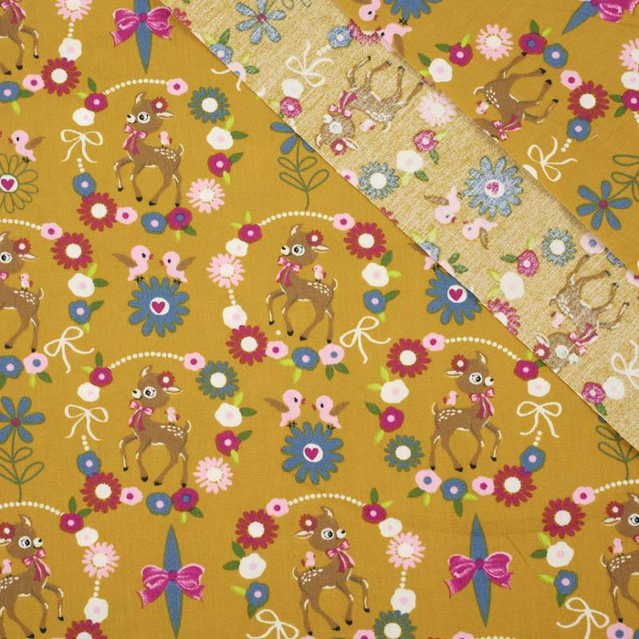 SRNEČCI (věnce) / hořčicový - popelín 100% bavlna