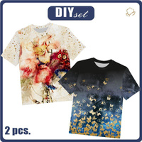 2-PACK - T-SHIRT DZIECIĘCY - MOTYLKI / WATERCOLOR FLOWERS WZ. 5 - ZESTAW DO USZYCIA