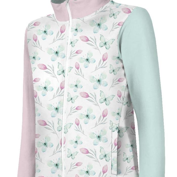 "MAX" CHILDREN'S TRAINING JACKET - BUTTERFLIES AND TULIPS (WATER-COLOR BUTTERFLIES) - Functional fabric (134/140)