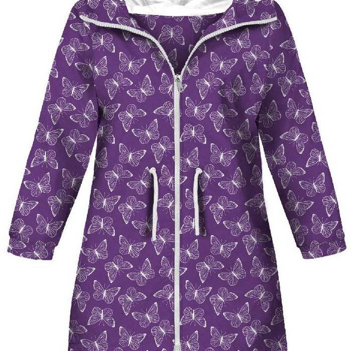 KIDS PARKA (ARIEL) - BUTTERFLIES / contour (PURPLE BUTTERFLIES) - softshell (146/152)