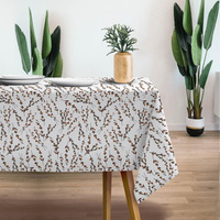 AUTUMN TWIGS / white (RED PANDA’S AUTUMN) - Woven Fabric for tablecloths
