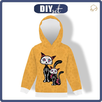 DĚTSKÁ MIKINA S KAPUCÍ (ALEX) – KOČKA FRIDA (DIA DE LOS MUERTOS) - Sada šití