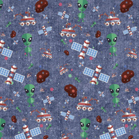 COSMIC MIX PAT. 1 (SPACE EXPEDITION) / ACID WASH DARK BLUE - looped knit fabric