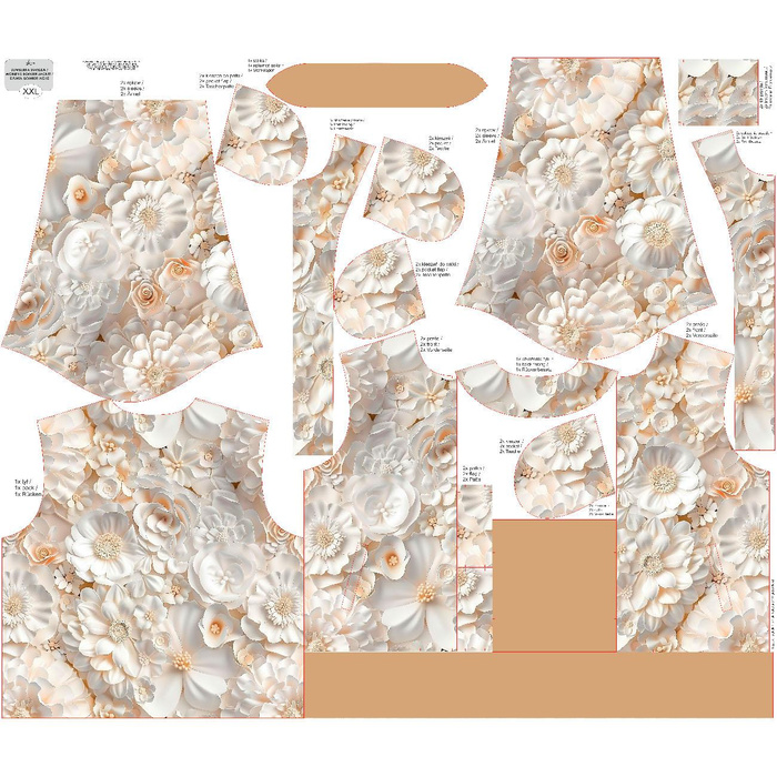 WOMEN’S BOMBER JACKET (KAMA) - WHITE FLOWERS PAT. 4 - sewing set S