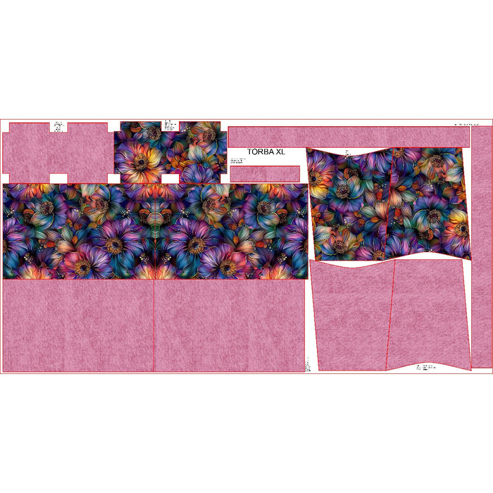 Torba XL z saszetką 2 w 1 - COLORFUL FLOWERS wz. 1 - zestaw do uszycia