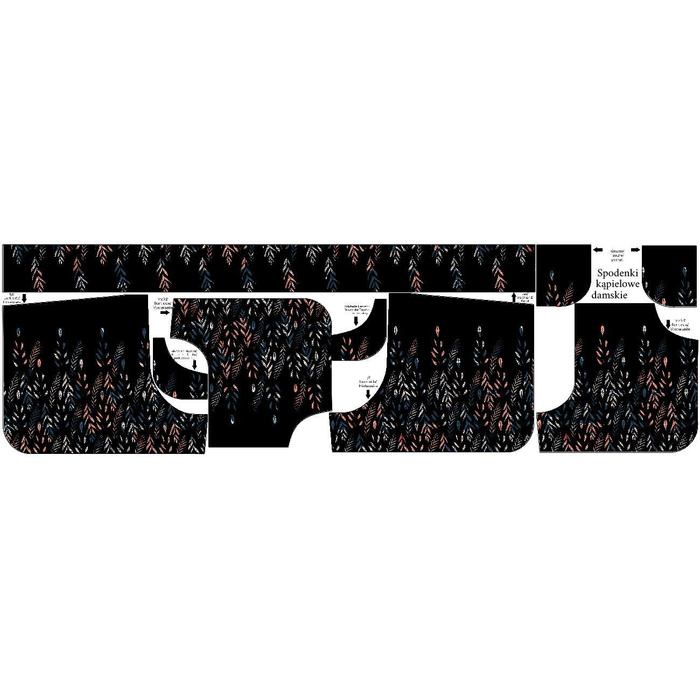 Damskie spodenki kąpielowe - LISTKI WZ. 3 / czarny XL