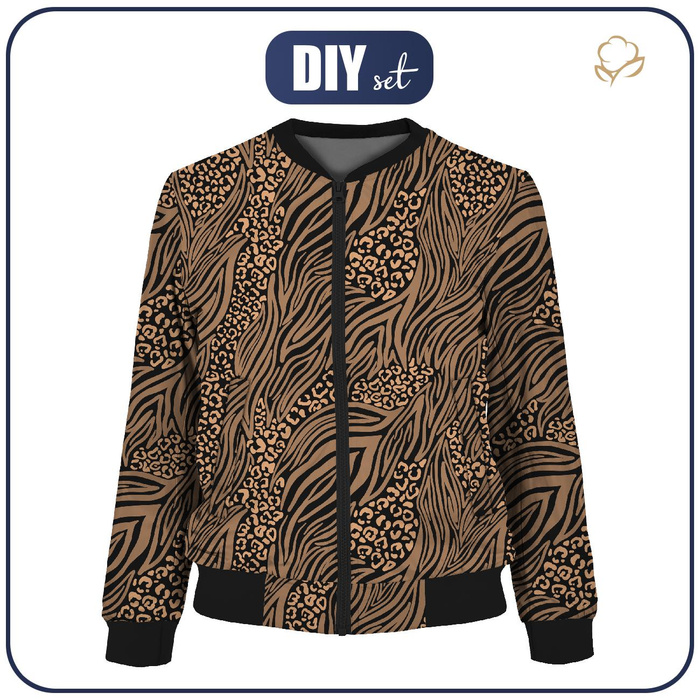 DAMEN BOMBERJACKE (KAMA) - ANIMALS MIX / karamell - Nähset