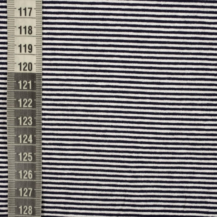 Viskose Jersey - STREIFEN DUNKELBLAU  / WEIß 0,2cm x 0,2cm