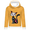BLUZA DAMSKA (POLA) CLASSIC Z KAPTUREM - KOT FRIDA (DIA DE LOS MUERTOS) - dzianina pętelkowa XXL