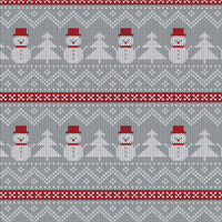 SCHNEEMÄNNER MIT TANNENBÄUMEN / grau - Baumwoll Webware