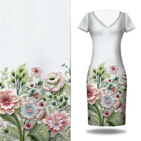 FLOWERS 3D wz. 16 - panel sukienkowy krepa