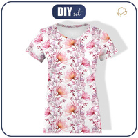 WOMEN’S T-SHIRT - FLOWERS pat. 4 (pink) - single jersey S