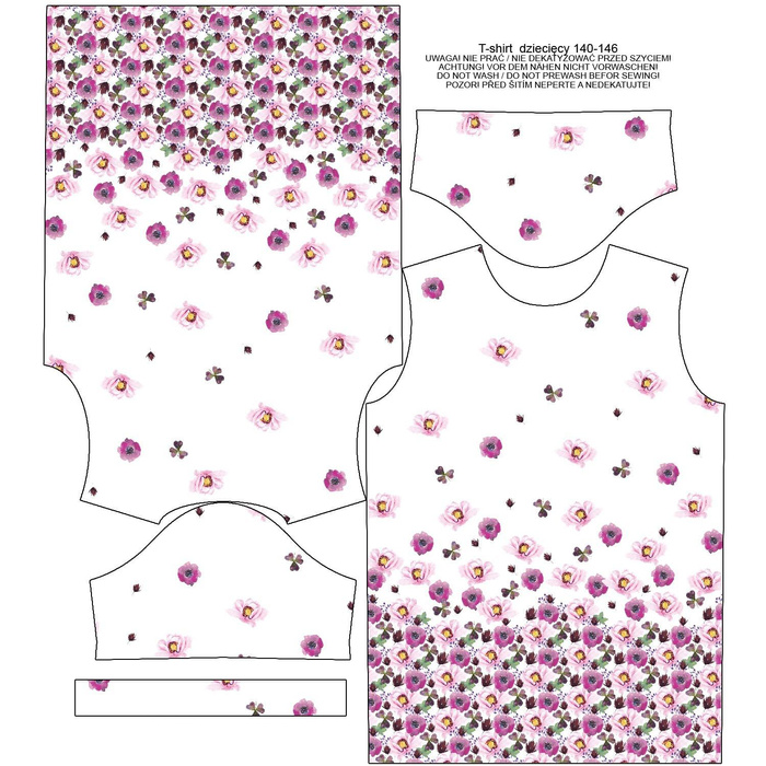 KID’S T-SHIRT - FLOWERS AND CLOVER (IN THE MEADOW) - single jersey