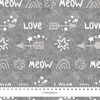 ŠIPKY / love (KOČIČÍ SVĚT) / ACID WASH šedý - tkanina bawełniana