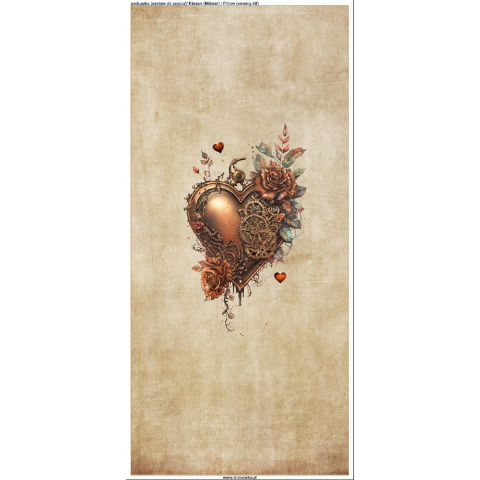 KISSEN 45x45 - STEAMPUNK HEART - Panama 220g - Vorderseite + Rückseite