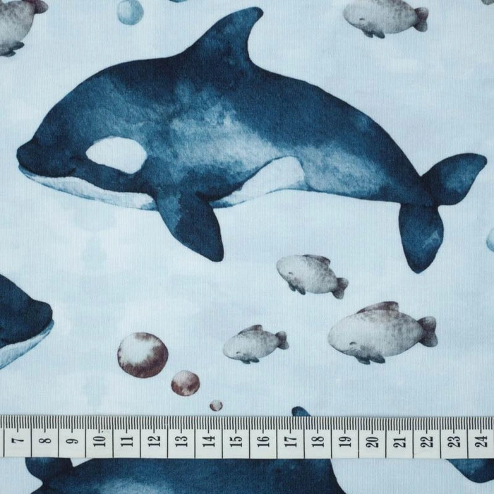 ORKI (ŚWIAT OCEANU) / KAMUFLAŻ wz. 2 (błękitny) - single jersey z elastanem