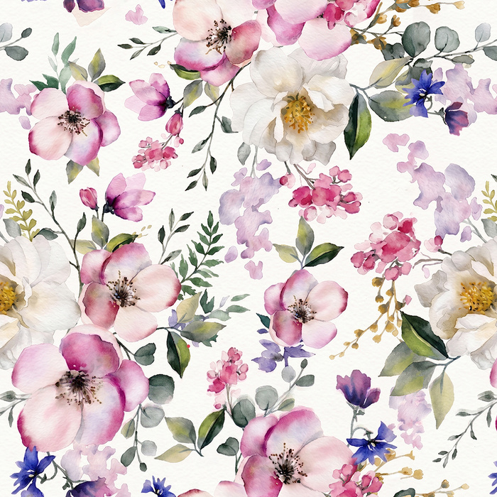 PASTEL FLOWERS WZ. 21 - Slub Weave