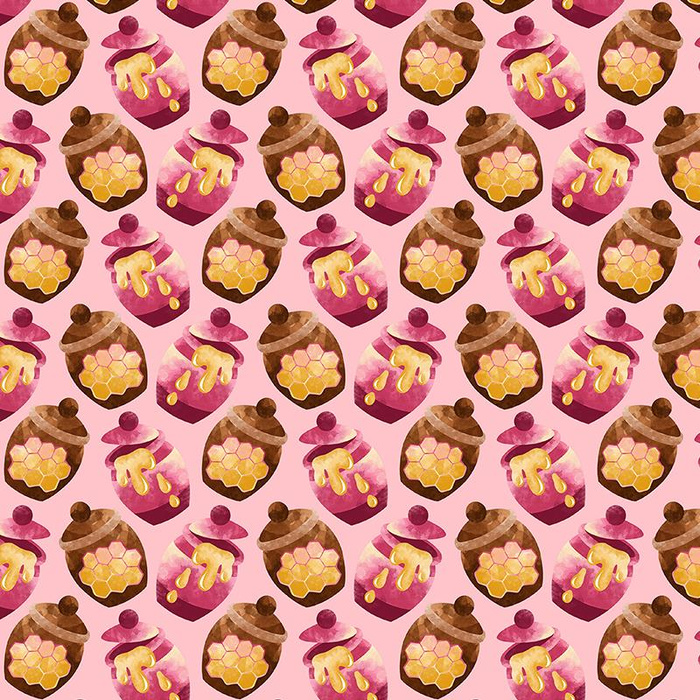 HONEY (BEARS AND BUTTERFLIES) - looped knit fabric