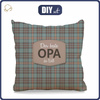 KISSEN 45x45 - DER BESTE OPA DER WELT / karo retro - Velours - Vorderseite + Rückseite
