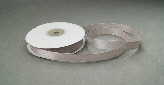Satin Polka dot Ribbon width 12 mm BEIGE