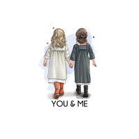YOU & ME / girls - Paneel (60cm x 50cm)  Baumwoll Webware