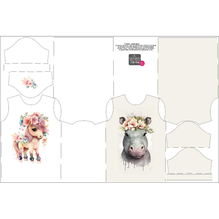 2-PACK - KINDER T-SHIRT - BABY ANIMALS M. 1 - Nähset (140/146)