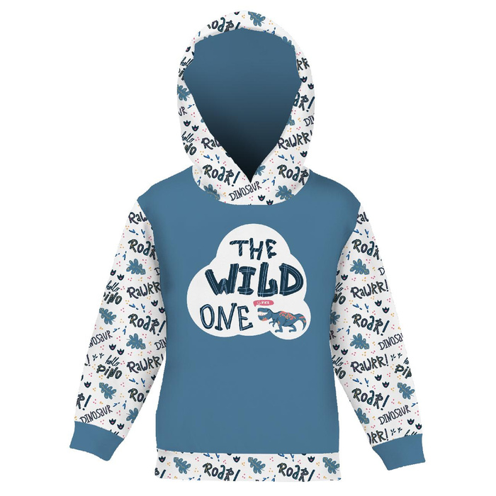 KID'S HOODIE (ALEX) - DINO / THE WILD ONE - looped knit fabric (110/116)