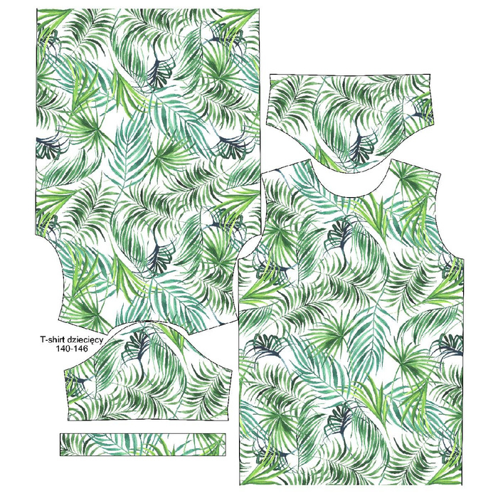 KID’S T-SHIRT - PALM LEAVES pat. 4 / white - single jersey (104/110)