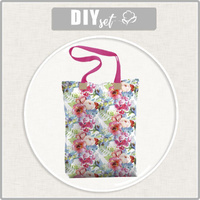 SHOPPER BAG - WILD ROSE PAT. 3 (IN THE MEADOW) - Cotton woven fabric - sewing set