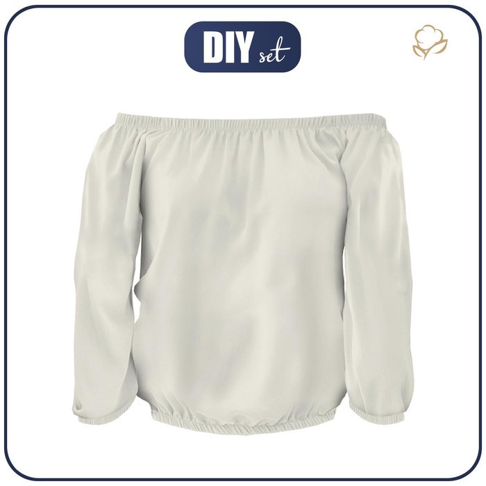 Bardot neckline blouse (SOFIA) - WHITE - sewing set L