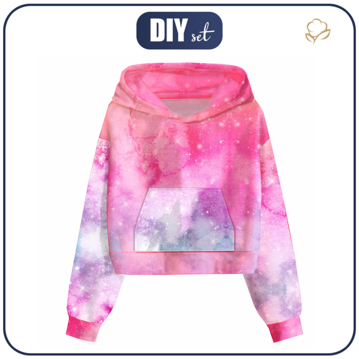 Cropped hoodie (IDA) - WATERCOLOR GALAXY PAT. 5 - sewing set - M