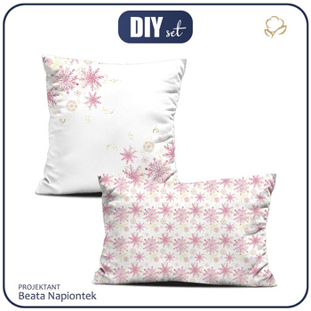 PODUSZKI DEKORACYJNE - RÓŻOWE ŚNIEŻYNKI