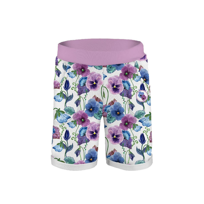 KID`S SHORTS (RIO) - PANSIES (BLOOMING MEADOW) - looped knit fabric 