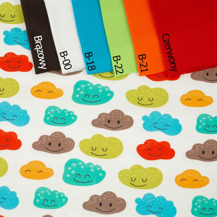 HAPPY CLOUDS (PASTEL SKY) - single jersey with elastane 