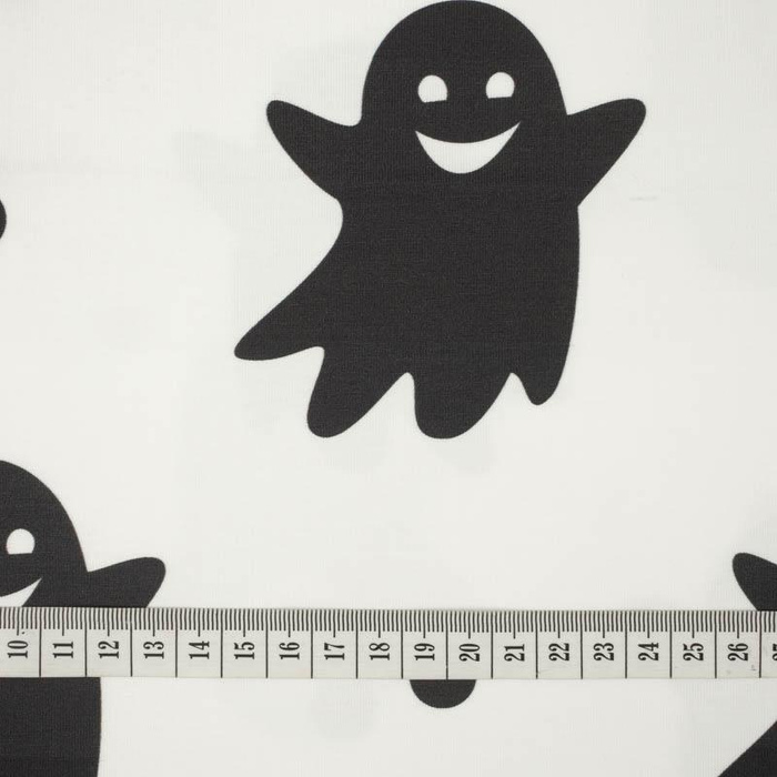 HALLOWEEN CZARNE DUSZKI / biały - dresówka pętelkowa SP250