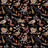 BIRDS PAT. 2 / BLACK (COLORFUL AUTUMN) - softshell