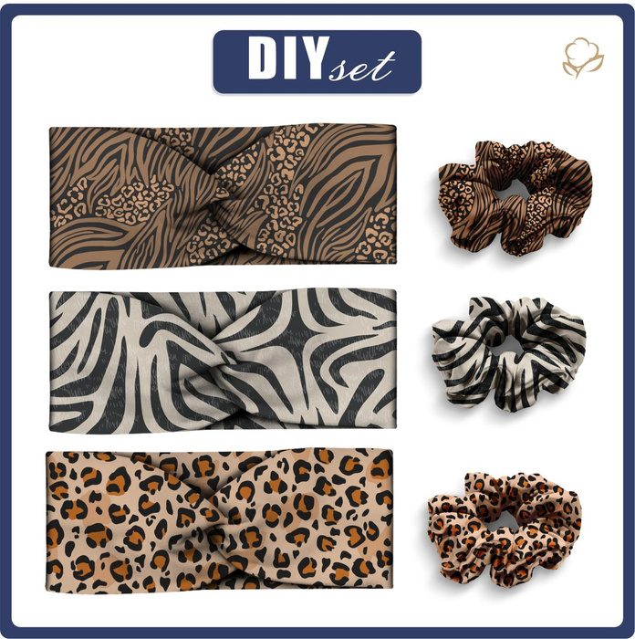 HEADBAND AND HAIR ELASTIC 3KPL - PATTERN 2 - sewing set 4-8